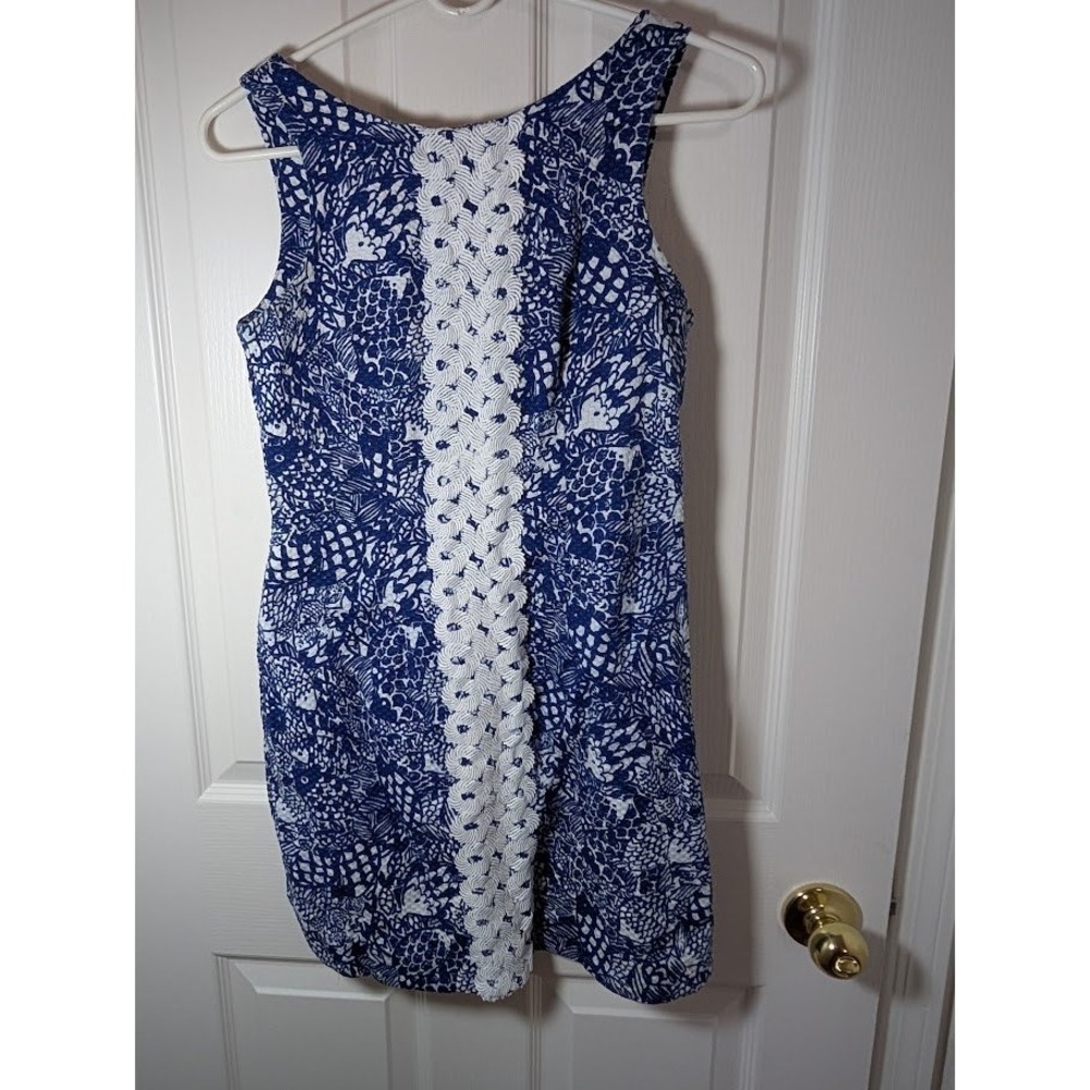 Lilly Pulitzer for Target Dress Sleeveless Mini Blue White Pink Zipper Size 2